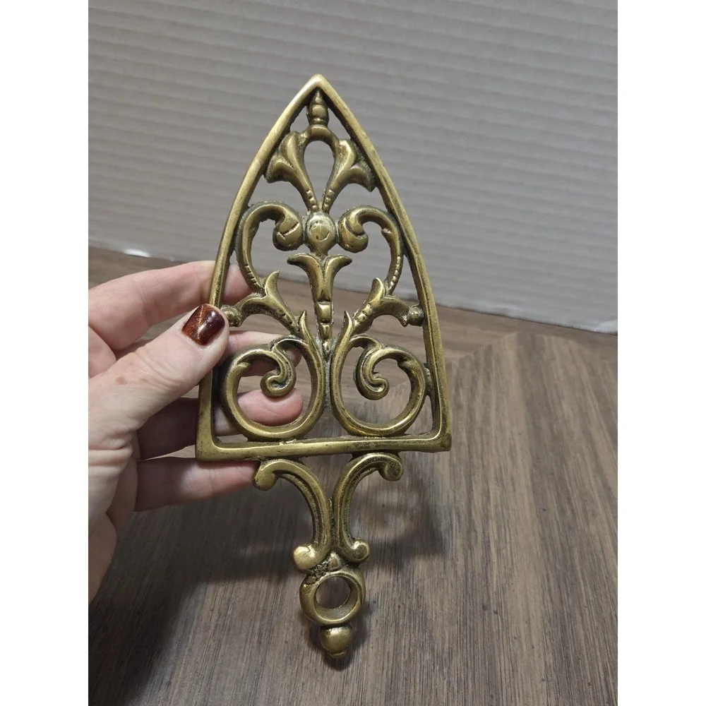 Handmade Brass trivet, regal, Victorian, scroll work